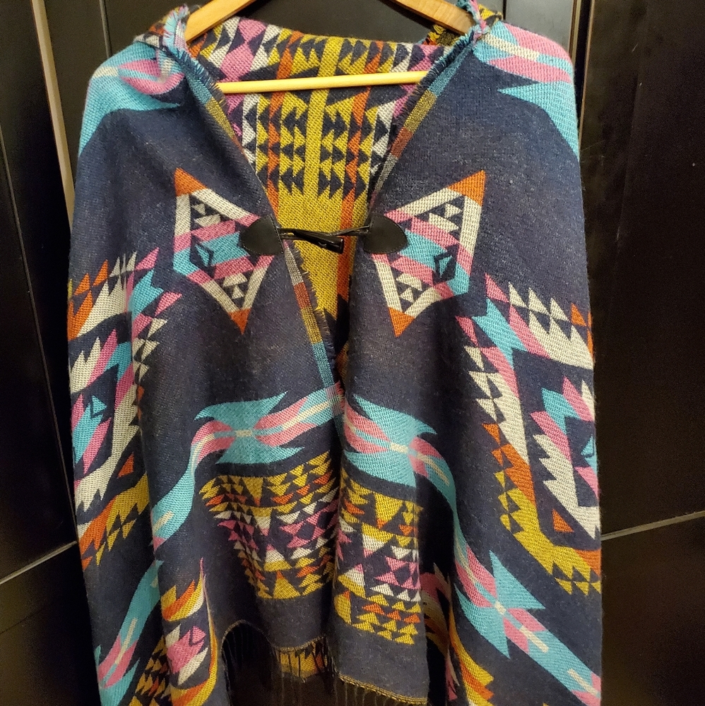 Aztec print poncho